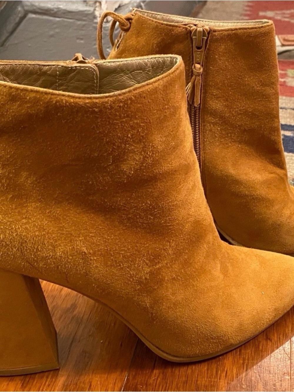 Stuart Weitzman Women's Suede Ankle Bootie in Camel Size 7.5